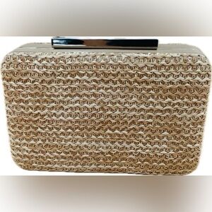 LK Bennett beige box clutch bag